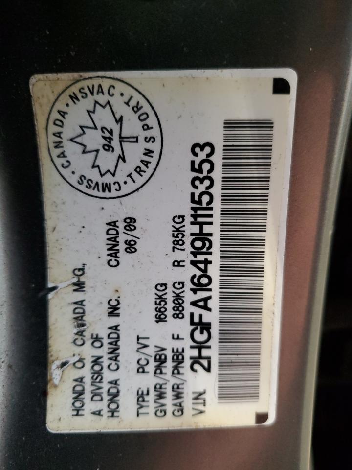 2009 Honda Civic Dx-G VIN: 2HGFA16419H115353 Lot: 90495315