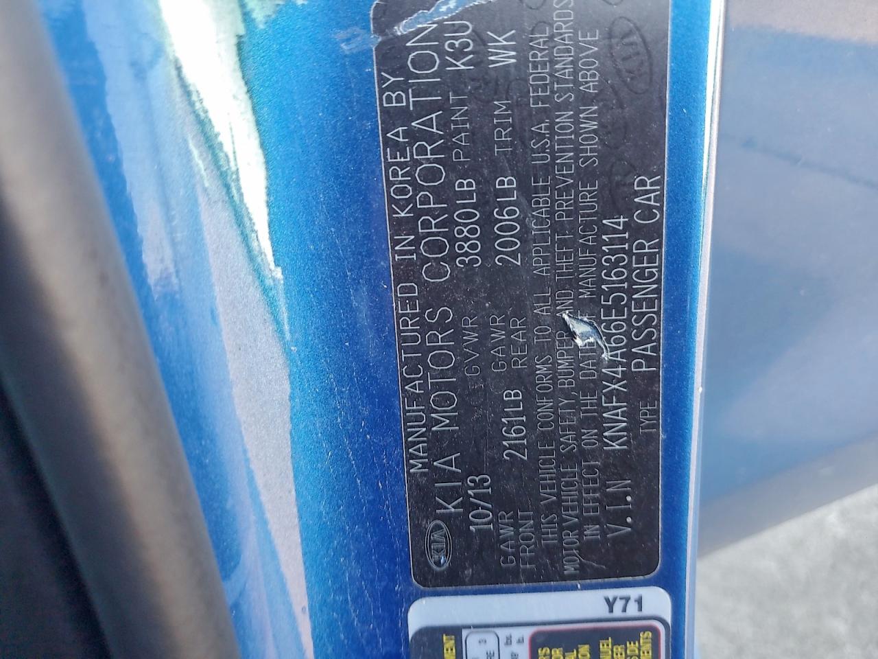 2014 Kia Forte Lx VIN: KNAFX4A66E5163114 Lot: 93302335