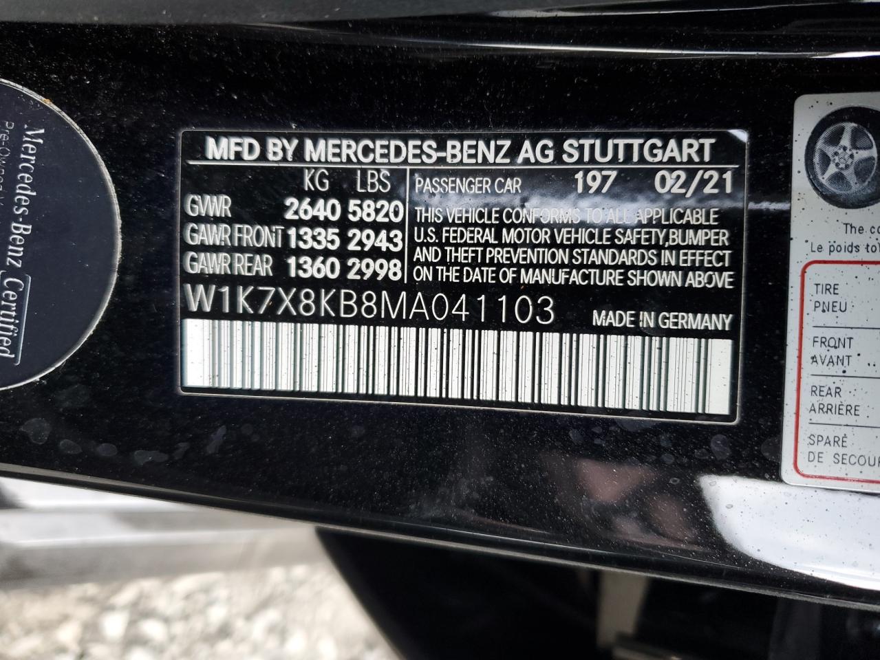 2021 Mercedes-Benz Amg Gt 63 S VIN: W1K7X8KB8MA041103 Lot: 92792635