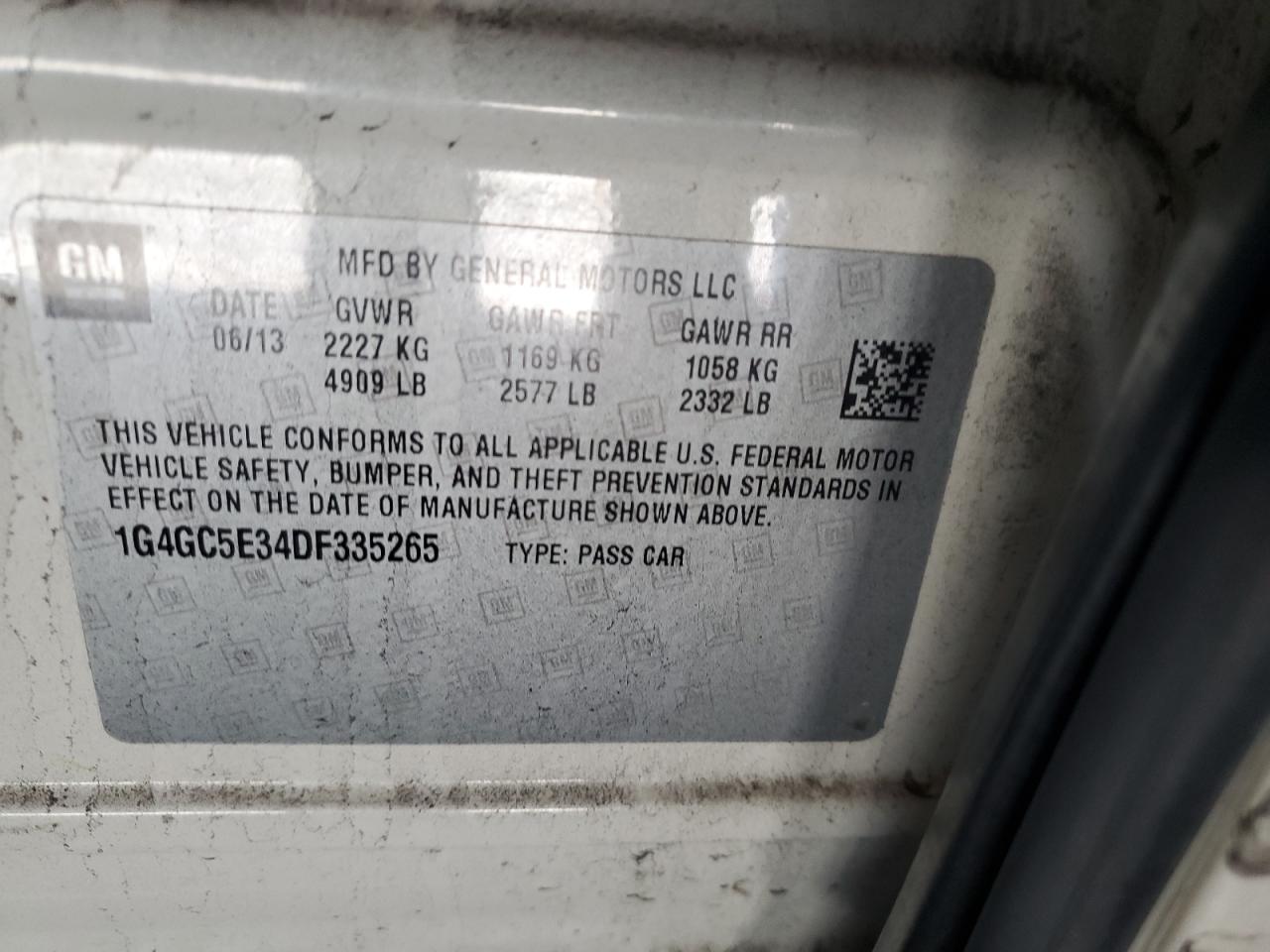 2013 Buick Lacrosse VIN: 1G4GC5E34DF335265 Lot: 91918465