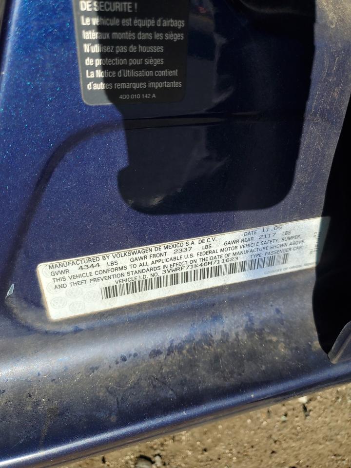 2006 Volkswagen Jetta 2.5 VIN: 3VWRF71K46M711623 Lot: 92790855