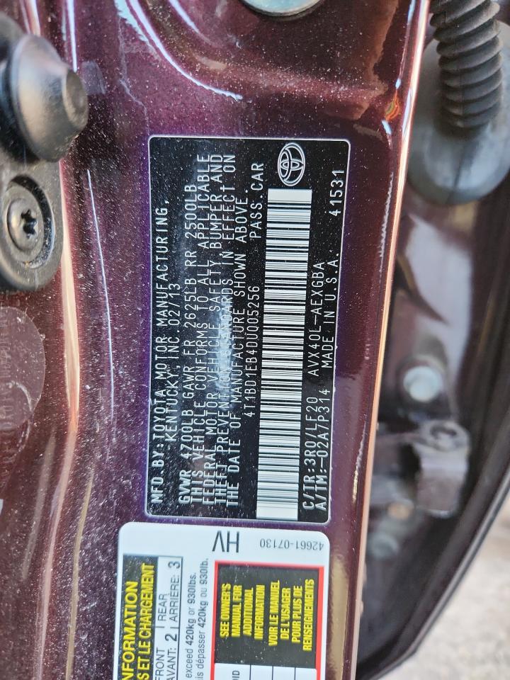 2013 Toyota Avalon Hybrid VIN: 4T1BD1EB4DU005256 Lot: 93058565