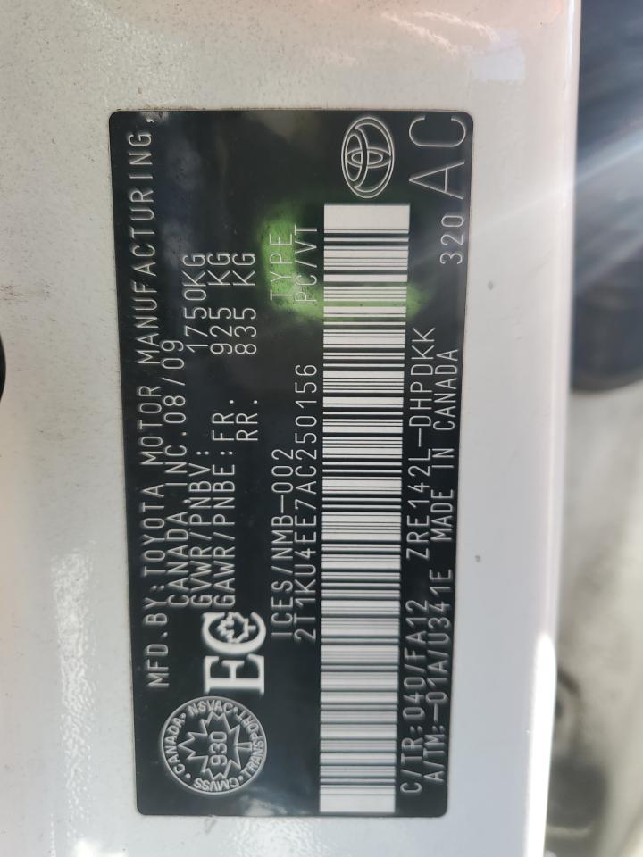 2010 Toyota Corolla Matrix VIN: 2T1KU4EE7AC250156 Lot: 90805405