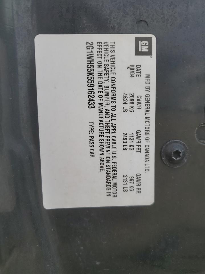 2005 Chevrolet Impala Ls VIN: 2G1WH55K559162433 Lot: 91078015