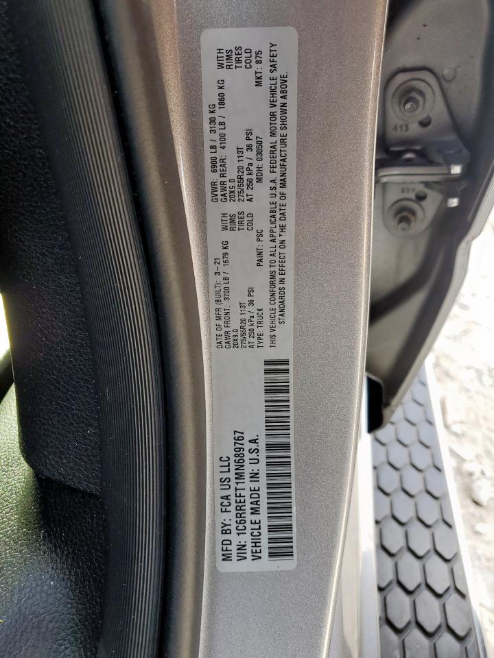 2021 Ram 1500 Big Horn/Lone Star VIN: 1C6RREFT1MN689767 Lot: 92352205