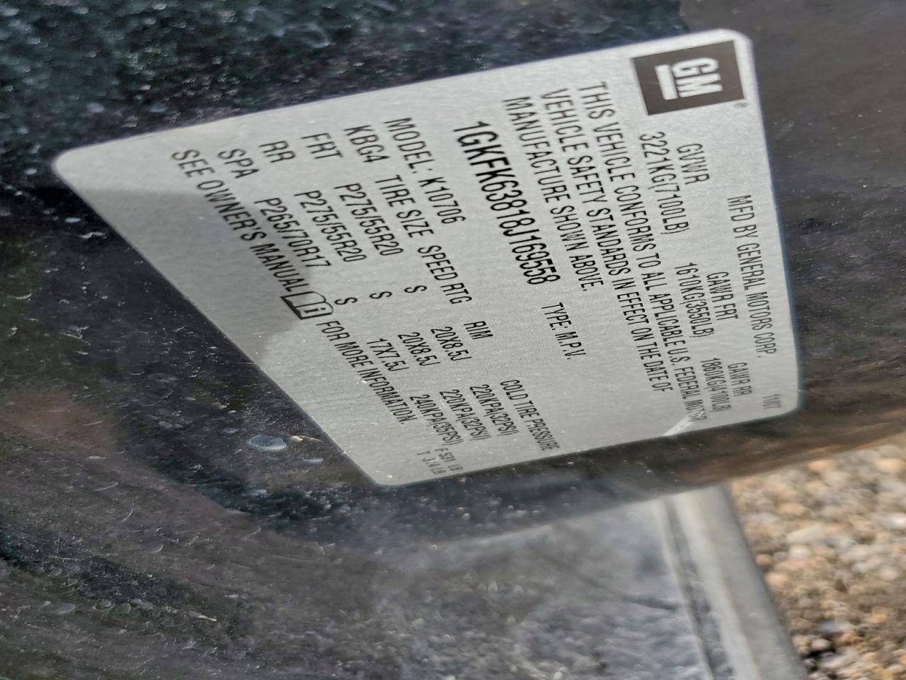 2008 GMC Yukon Denali VIN: 1GKFK63818J169558 Lot: 94703175