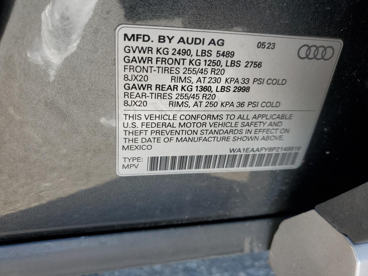 2023 Audi Q5 Premium Plus 45 VIN: WA1EAAFY6P2149916 Lot: 91740375