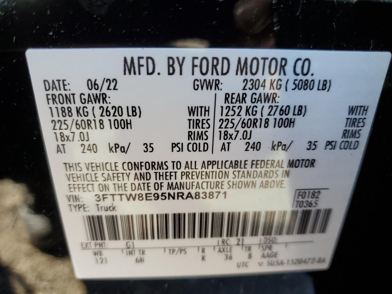 2022 Ford Maverick Xl VIN: 3FTTW8E95NRA83871 Lot: 91247875