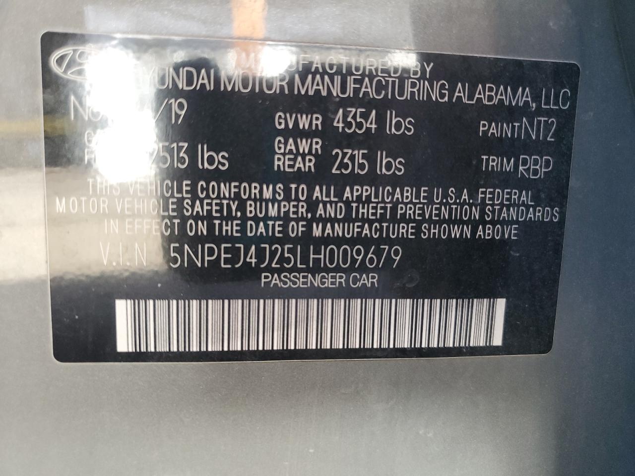 2020 Hyundai Sonata Sel Plus VIN: 5NPEJ4J25LH009679 Lot: 92931375