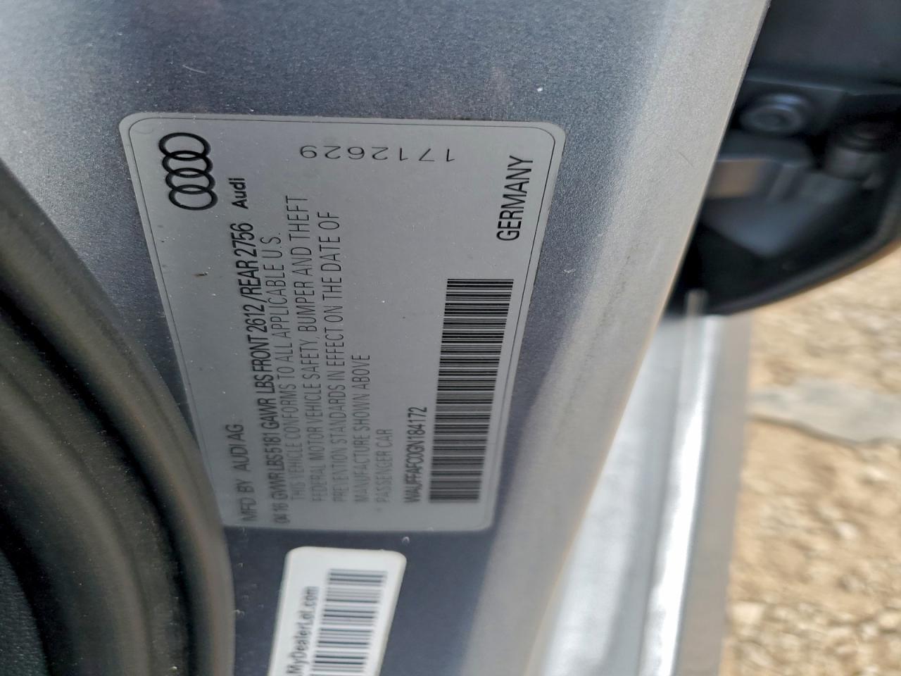 2016 Audi A6 Premium VIN: WAUFFAFC0GN184172 Lot: 93618315