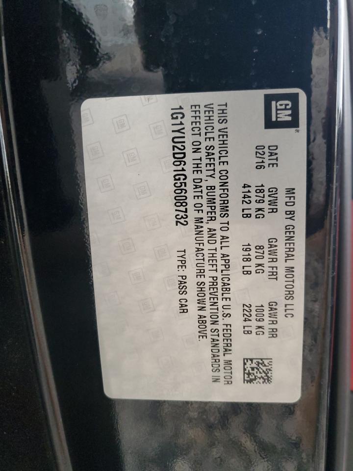 2016 Chevrolet Corvette Z06 3Lz VIN: 1G1YU2D61G5608732 Lot: 91245005