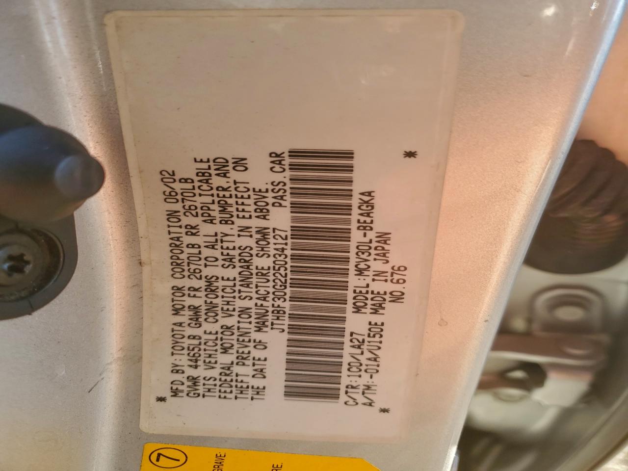 2002 Lexus Es 300 VIN: JTHBF30G225034127 Lot: 94669115