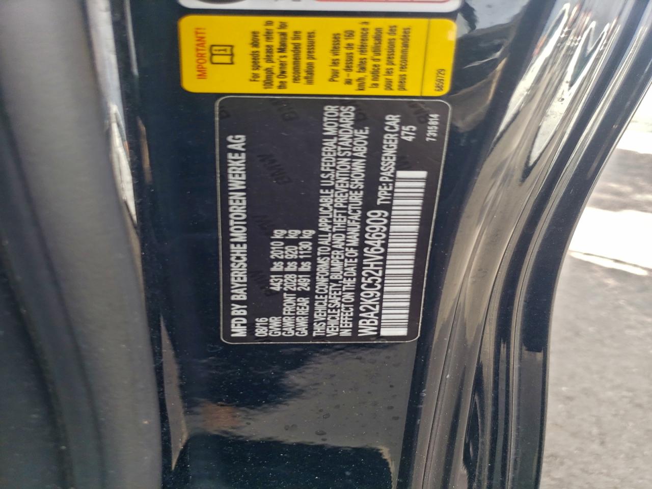 2017 BMW 230I VIN: WBA2K9C52HV646909 Lot: 94172945