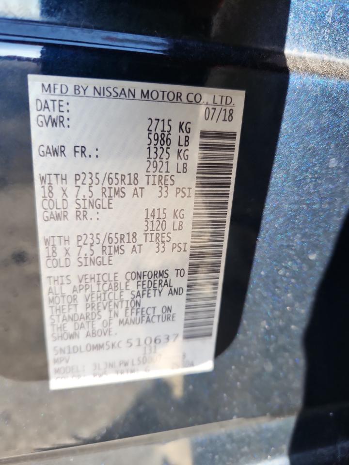 2019 Infiniti Qx60 Luxe VIN: 5N1DL0MM5KC510637 Lot: 93622315