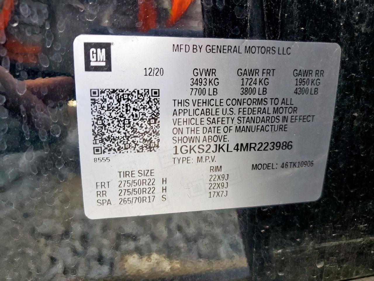 2021 GMC Yukon Xl Denali VIN: 1GKS2JKL4MR223986 Lot: 91470405