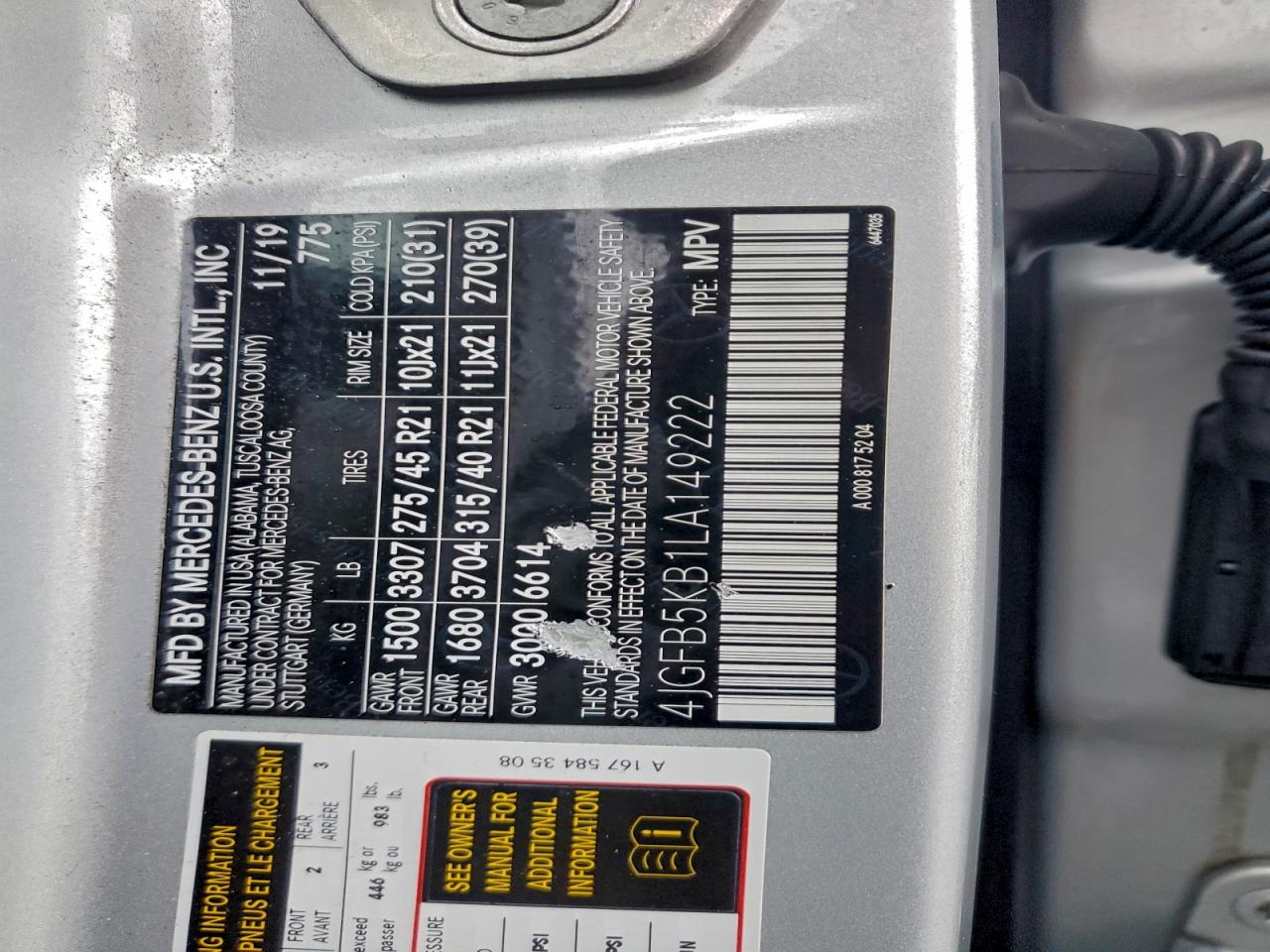 2020 Mercedes-Benz Gle 450 4Matic VIN: 4JGFB5KB1LA149222 Lot: 93952465