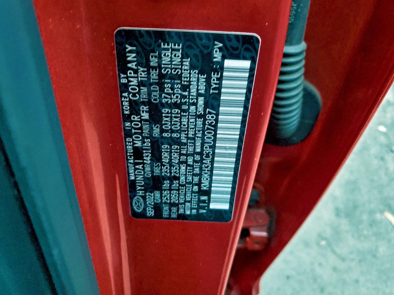 2023 Hyundai Kona N Base VIN: KM8KH3AC3PU007387 Lot: 93949805