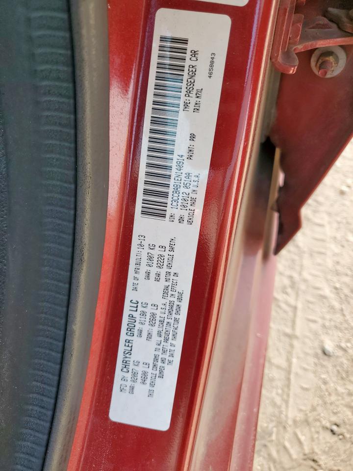 2014 Chrysler 200 Lx VIN: 1C3CCBAB1EN140914 Lot: 92187335