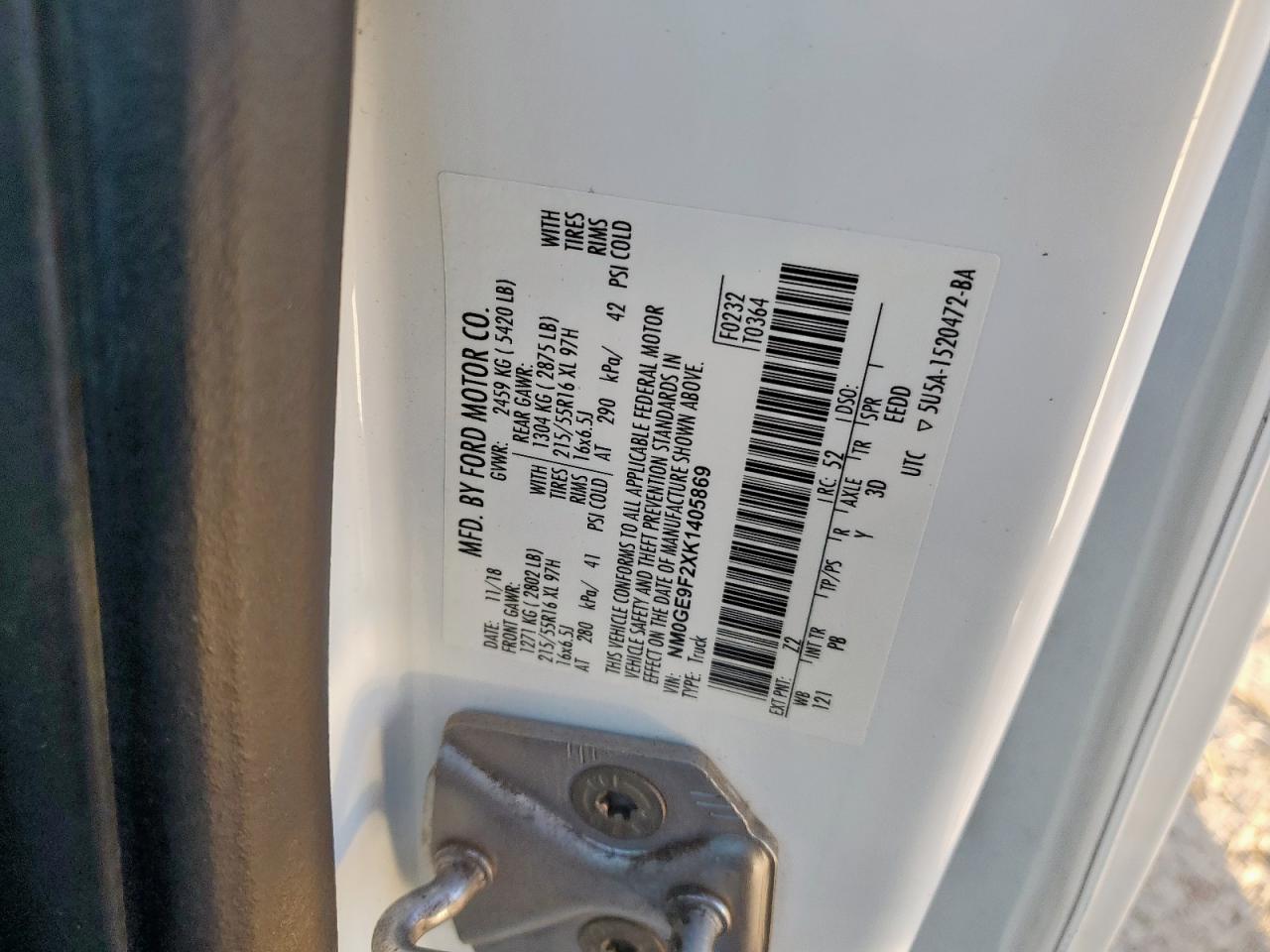 2019 Ford Transit Connect Xlt VIN: NM0GE9F2XK1405869 Lot: 91890445