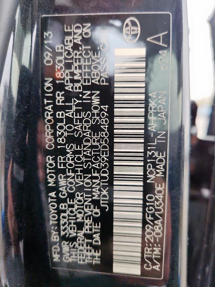 2014 Toyota Yaris VIN: JTDKTUD39ED584894 Lot: 93694155