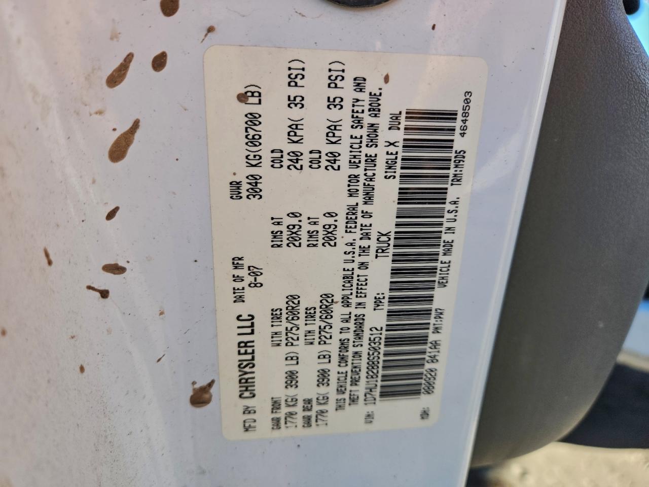 2008 Dodge Ram 1500 St VIN: 1D7HU18288S503512 Lot: 93355865