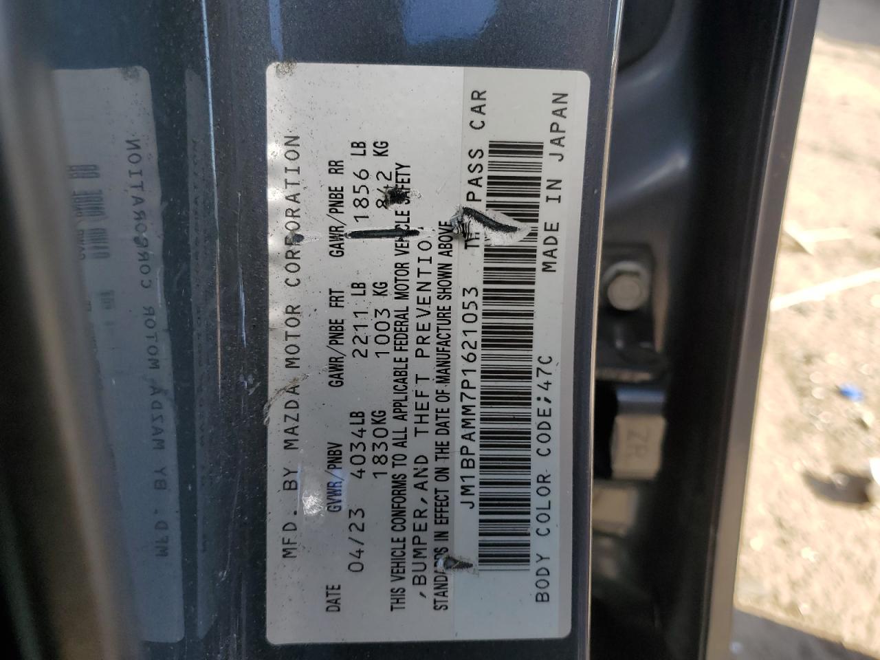 2023 Mazda 3 Premium VIN: JM1BPAMM7P1621053 Lot: 90699715