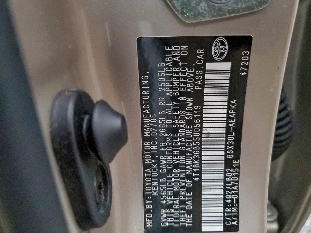 2005 Toyota Avalon Xl VIN: 4T1BK36B55U056119 Lot: 93952625