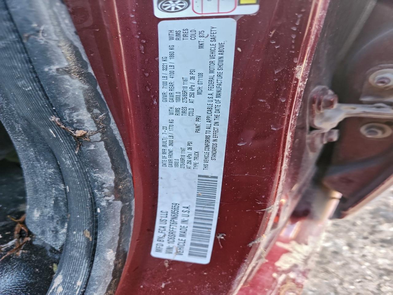 2023 Ram 1500 Big Horn/Lone Star VIN: 1C6SRFFT6PN685659 Lot: 94593505