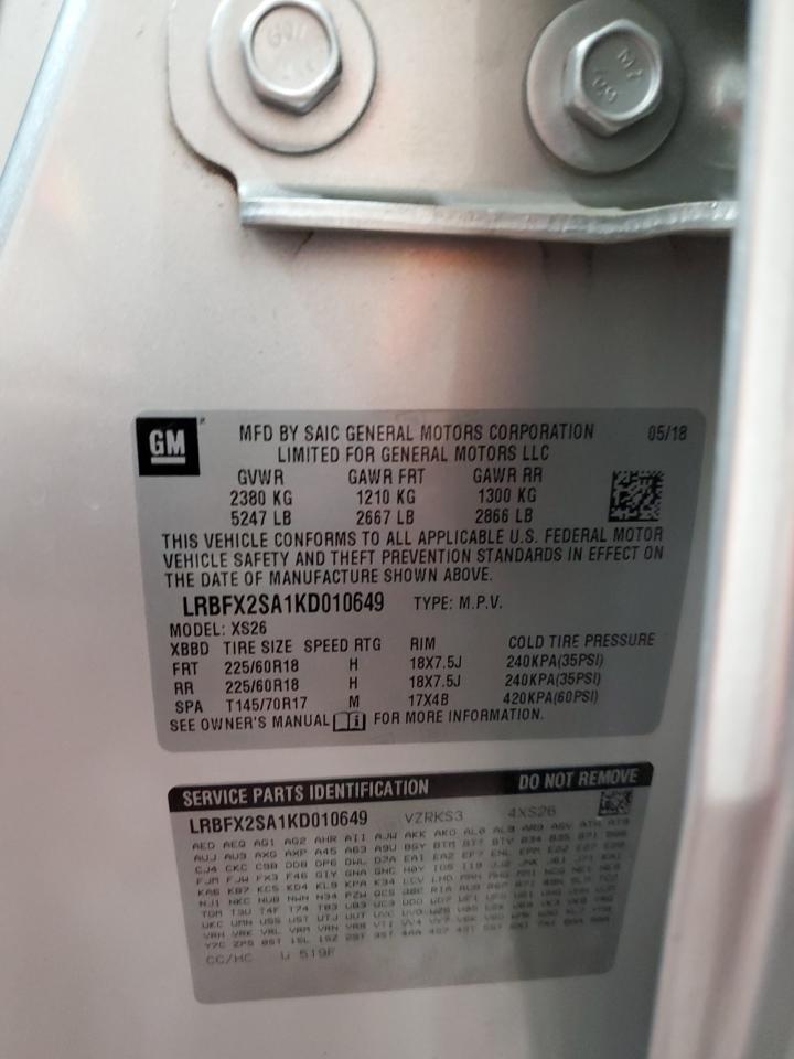 2019 Buick Envision Essence VIN: LRBFX2SA1KD010649 Lot: 91650265