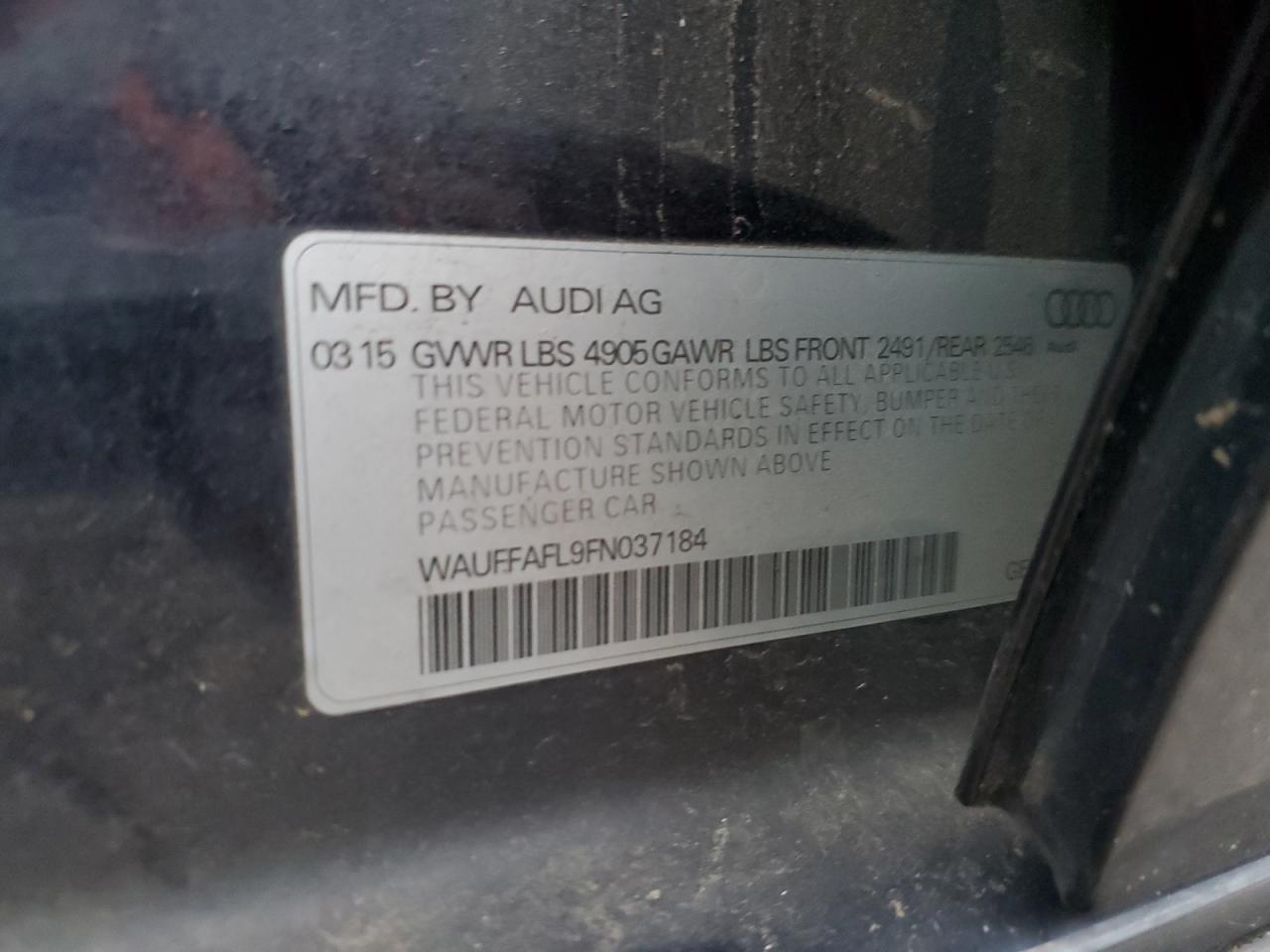 2015 Audi A4 Premium Plus VIN: WAUFFAFL9FN037184 Lot: 92087745