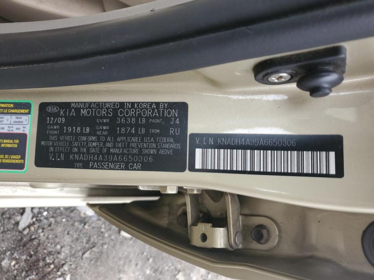 2010 Kia Rio Lx VIN: KNADH4A39A6650306 Lot: 91935535