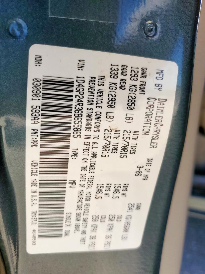 2006 Dodge Grand Caravan Se VIN: 1D4GP24R36B655865 Lot: 91300955