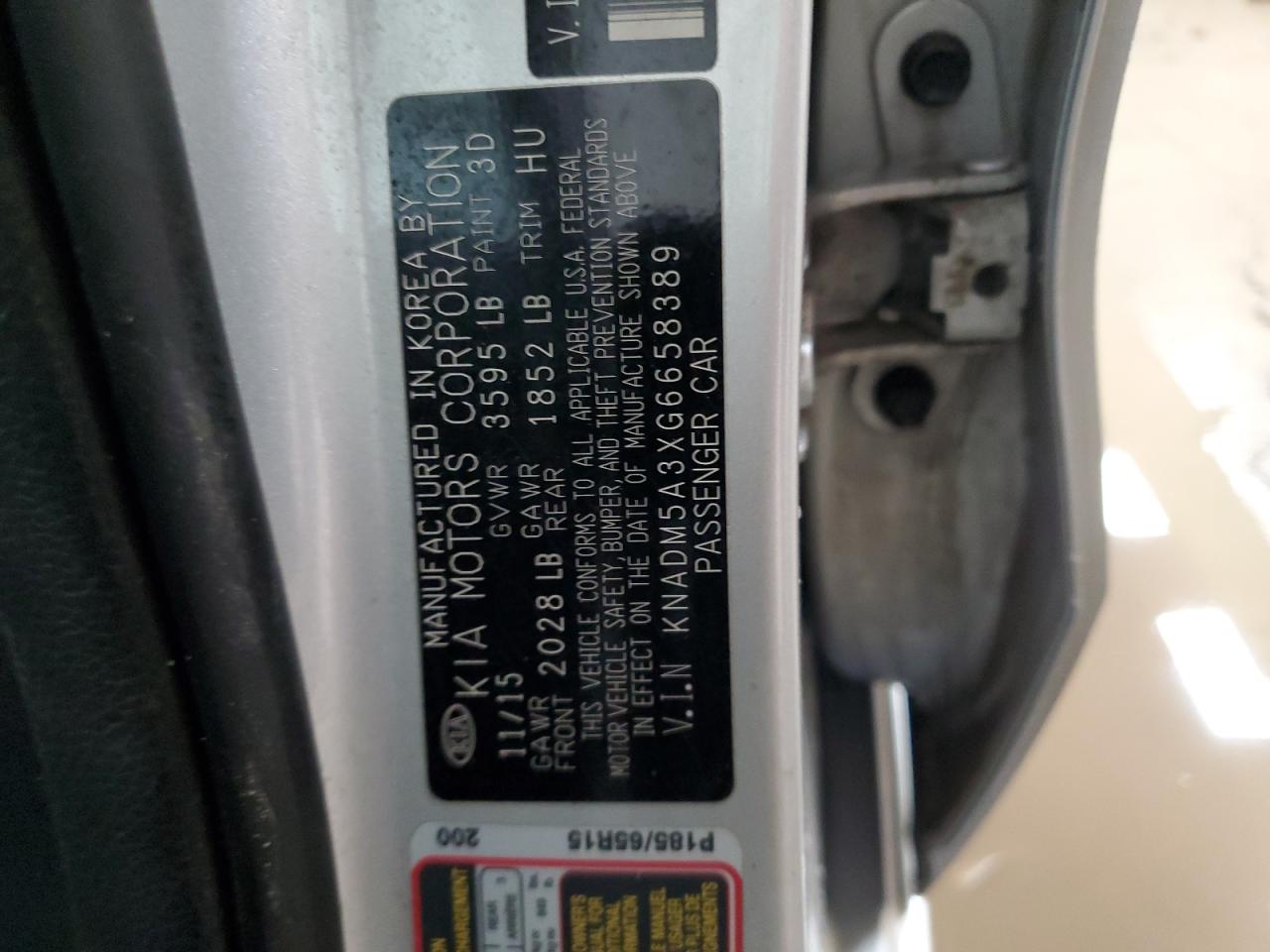 2016 Kia Rio Lx VIN: KNADM5A3XG6658389 Lot: 91562035