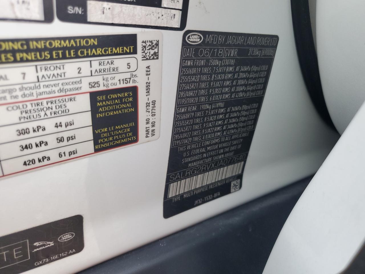 2018 Land Rover Discovery Se VIN: SALRG2RVXJA077640 Lot: 89696455