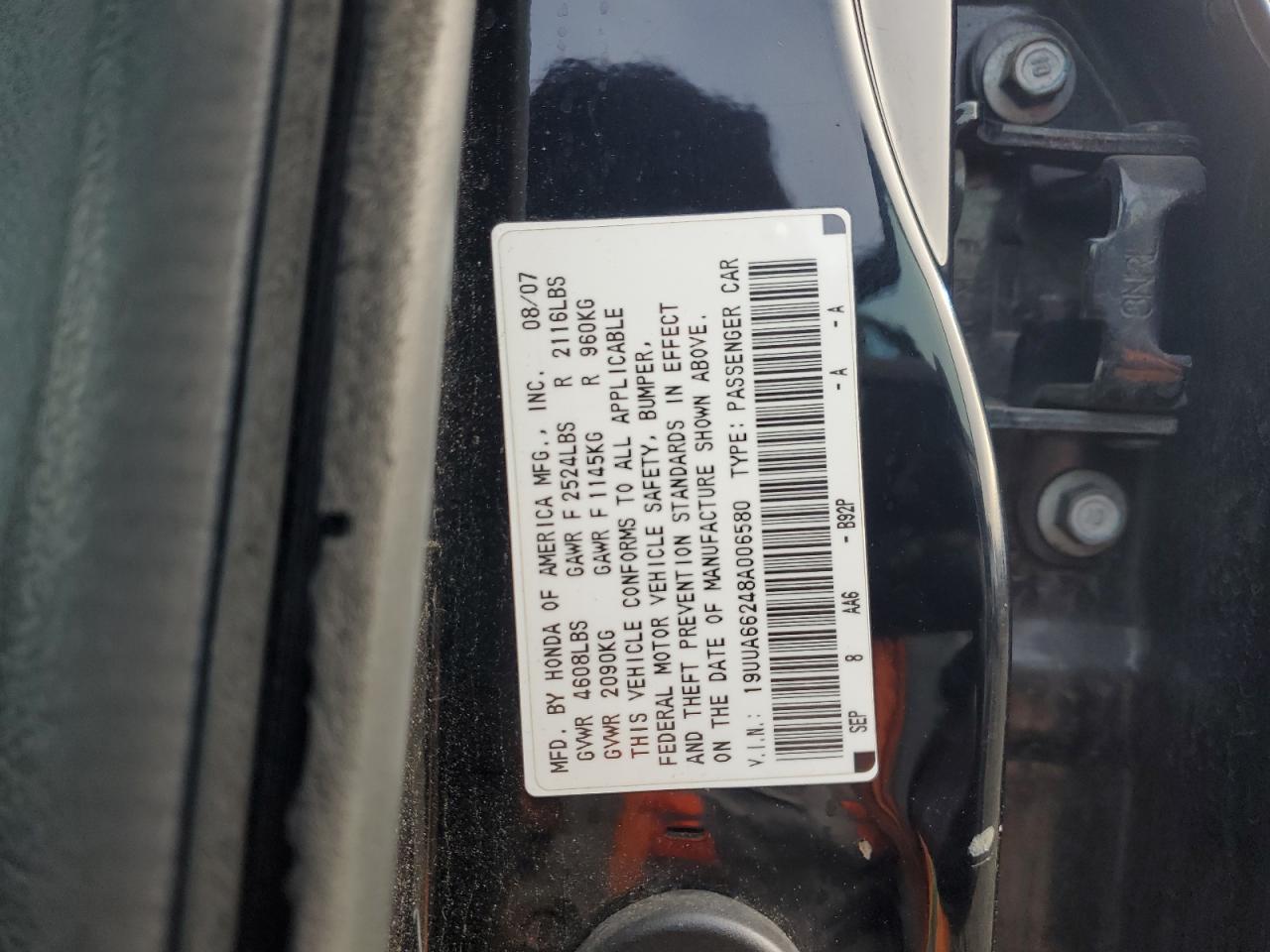 2008 Acura Tl VIN: 19UUA66248A006580 Lot: 85414685