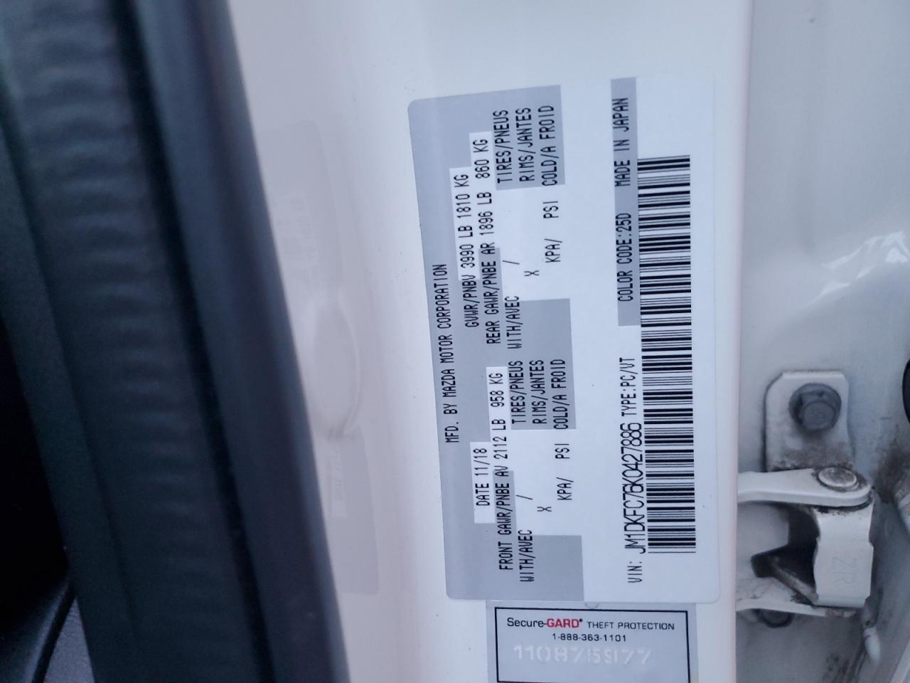 2019 Mazda Cx-3 Touring VIN: JM1DKFC76K0427886 Lot: 91901555