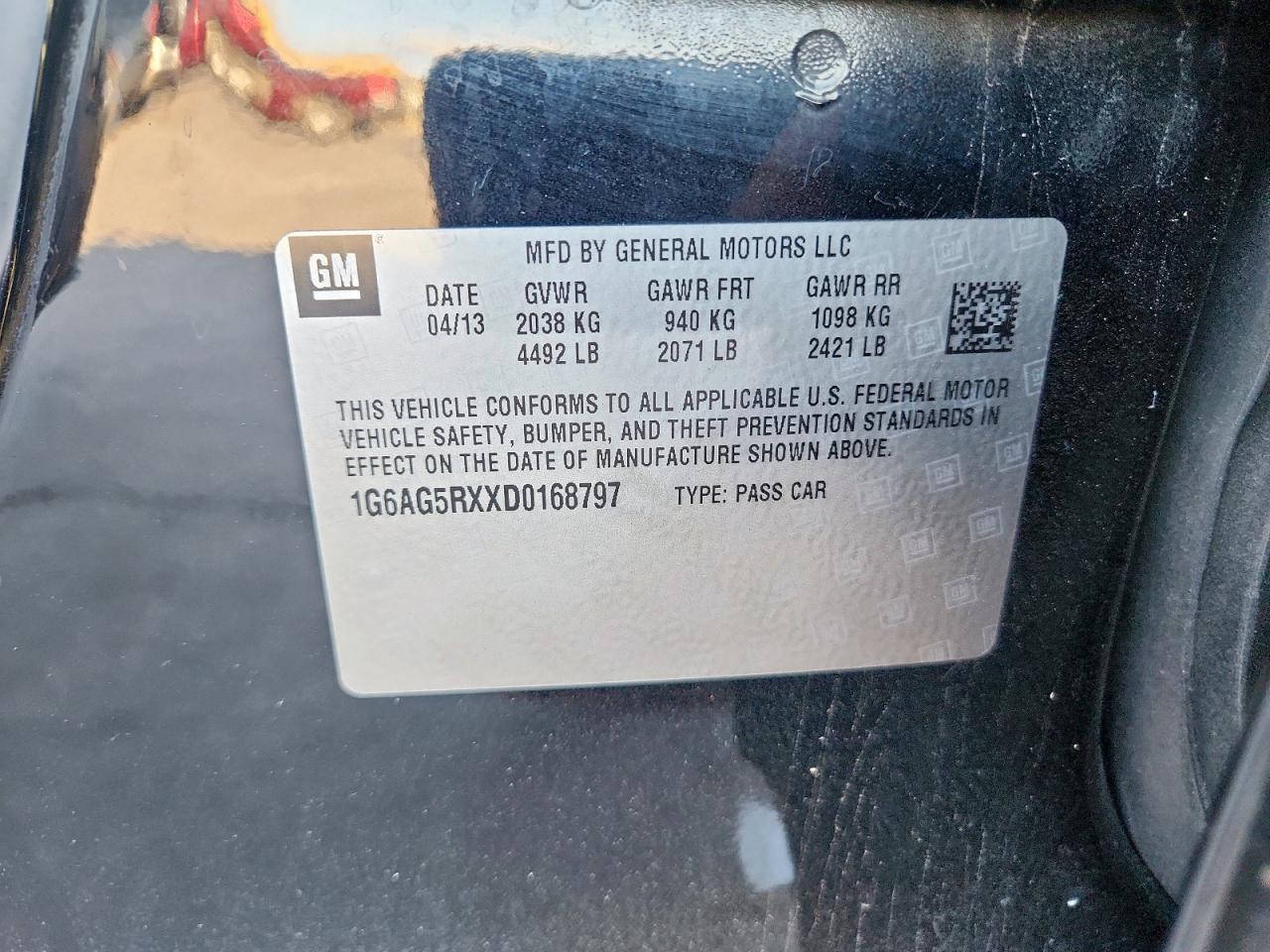 2013 Cadillac Ats VIN: 1G6AG5RXXD0168797 Lot: 92933355