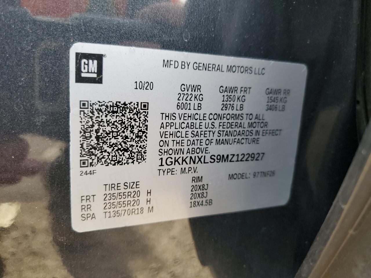2021 GMC Acadia Denali VIN: 1GKKNXLS9MZ122927 Lot: 91711465