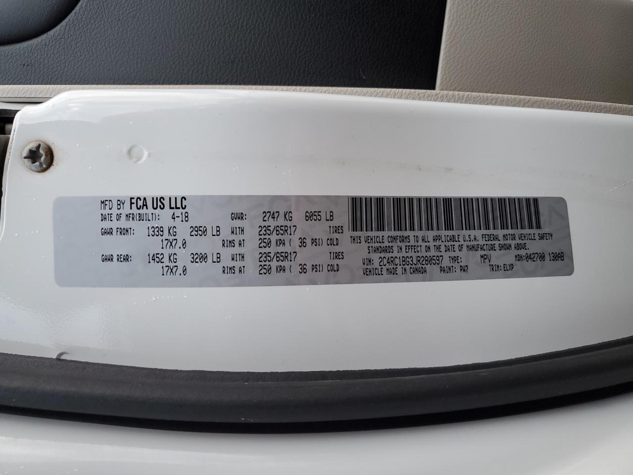 2018 Chrysler Pacifica Touring L VIN: 2C4RC1BG3JR280597 Lot: 91611425