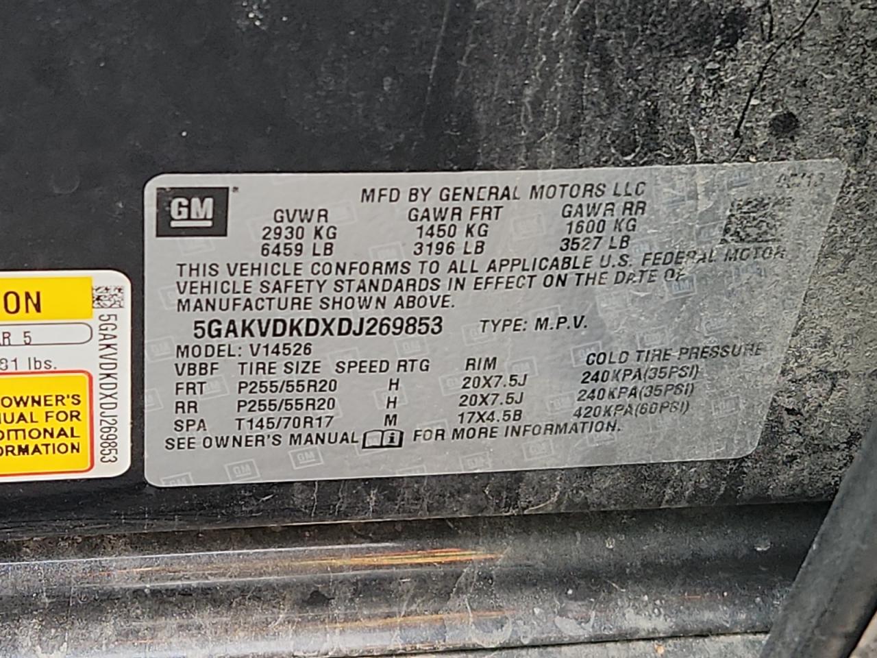 2013 Buick Enclave VIN: 5GAKVDKDXDJ269853 Lot: 90806005