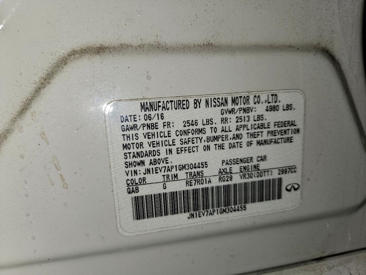 2016 Infiniti Q50 Premium VIN: JN1EV7AP1GM304455 Lot: 93456225