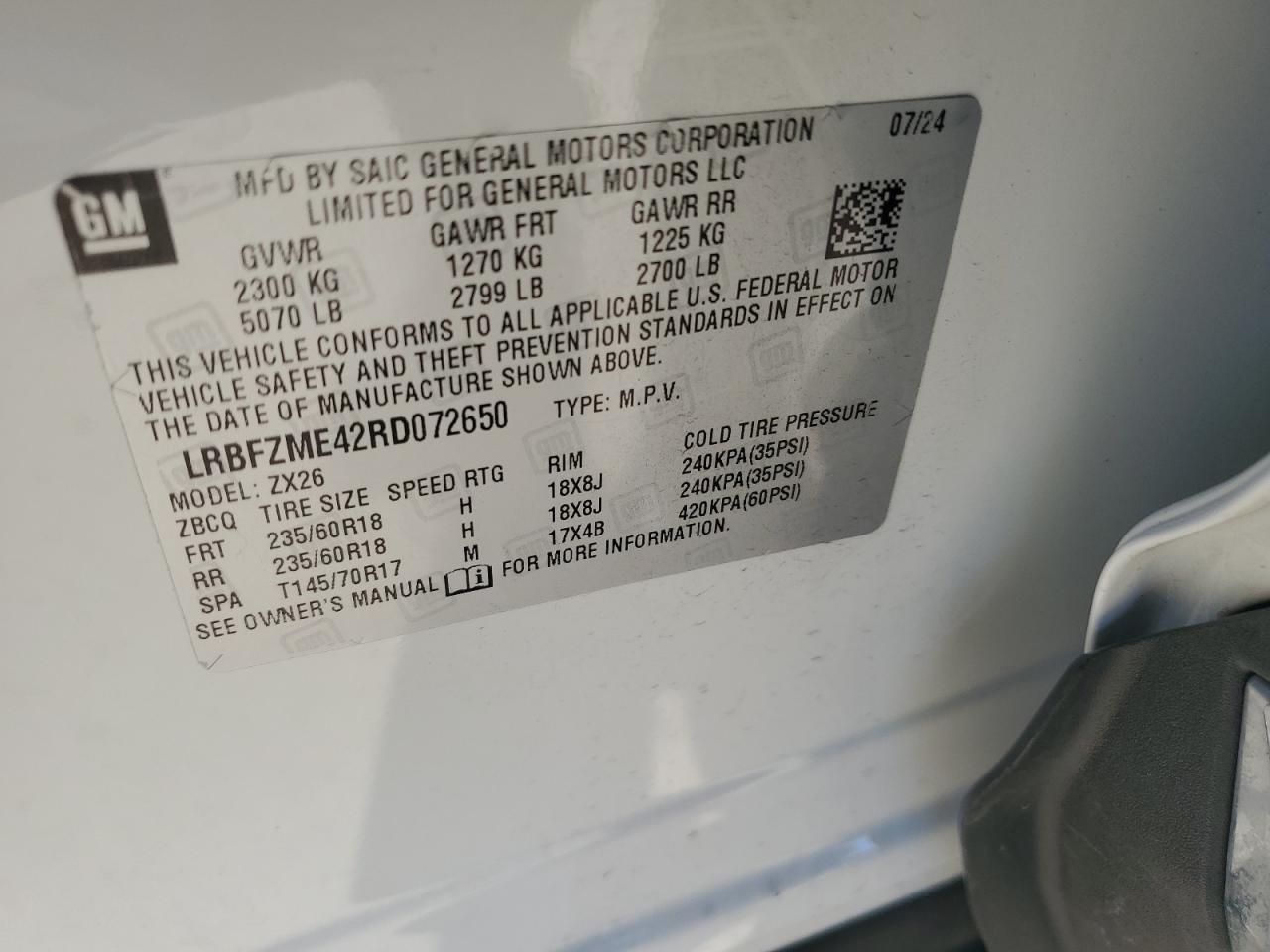 2024 Buick Envision Preferred VIN: LRBFZME42RD072650 Lot: 92475805