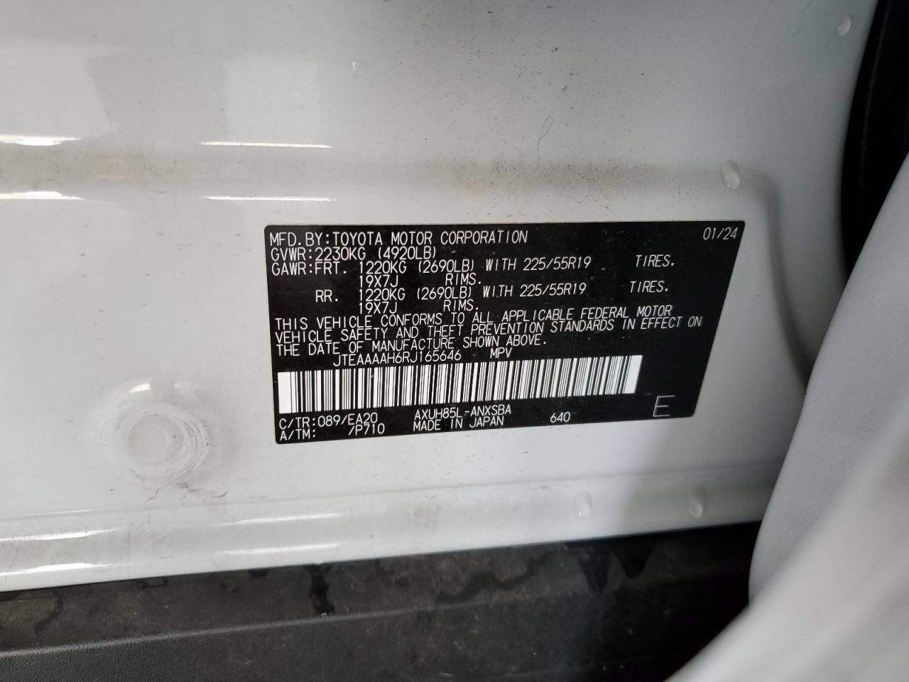 2024 Toyota Venza Le VIN: JTEAAAAH6RJ165646 Lot: 92957175