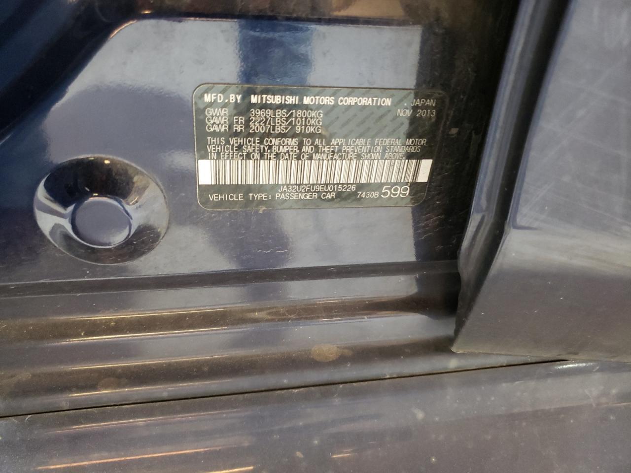 2014 Mitsubishi Lancer Es/Es Sport VIN: JA32U2FU9EU015226 Lot: 93234065