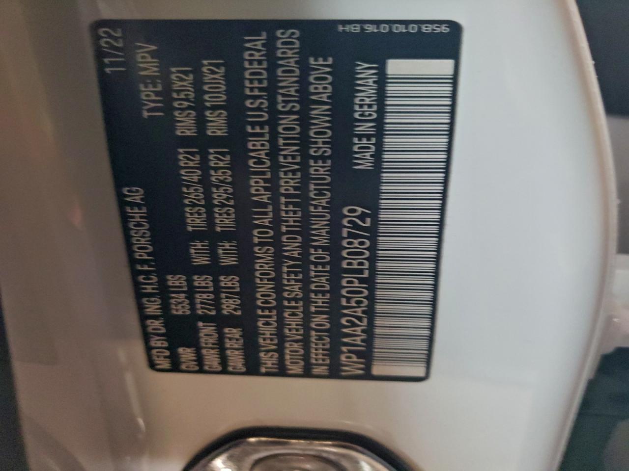 2023 Porsche Macan Base VIN: WP1AA2A50PLB08729 Lot: 93906755