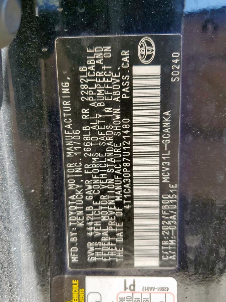 2007 Toyota Camry Solara Se VIN: 4T1CA30P87U121480 Lot: 91869955