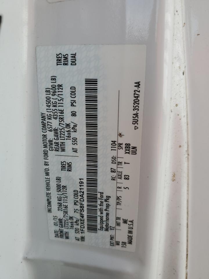 2015 Ford Econoline E450 Super Duty Cutaway Van VIN: 1FDXE4FS8FDA21191 Lot: 91105055