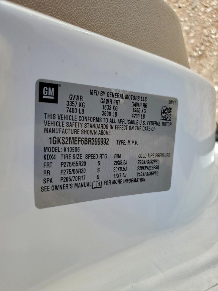 2011 GMC Yukon Xl Denali VIN: 1GKS2MEF6BR399992 Lot: 94740815