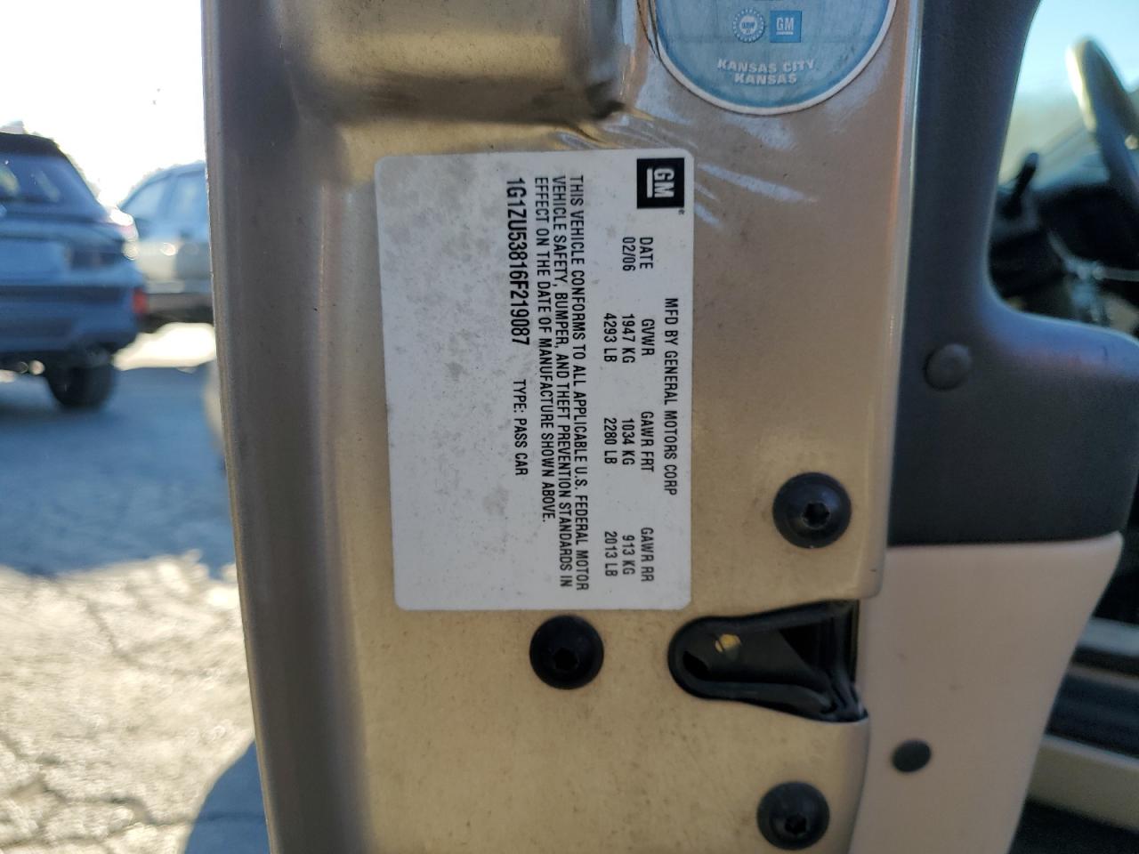 2006 Chevrolet Malibu Ltz VIN: 1G1ZU53816F219087 Lot: 92841055