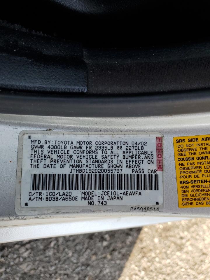 2002 Lexus Is 300 VIN: JTHBD192020055797 Lot: 91185765